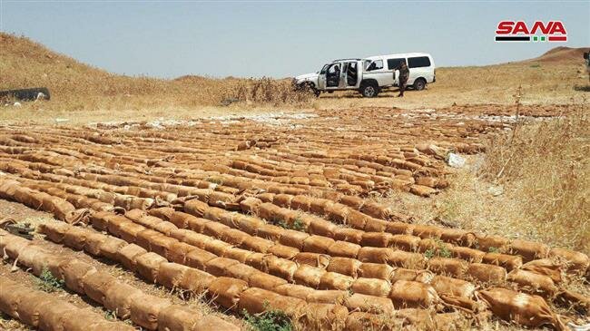Syrian Army Shows Tonnes Of C-4 Explosives Found In Daraa
