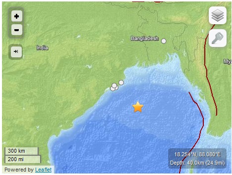 5.0-Magnitude Quake Hits Bay Of Bengal — USGS