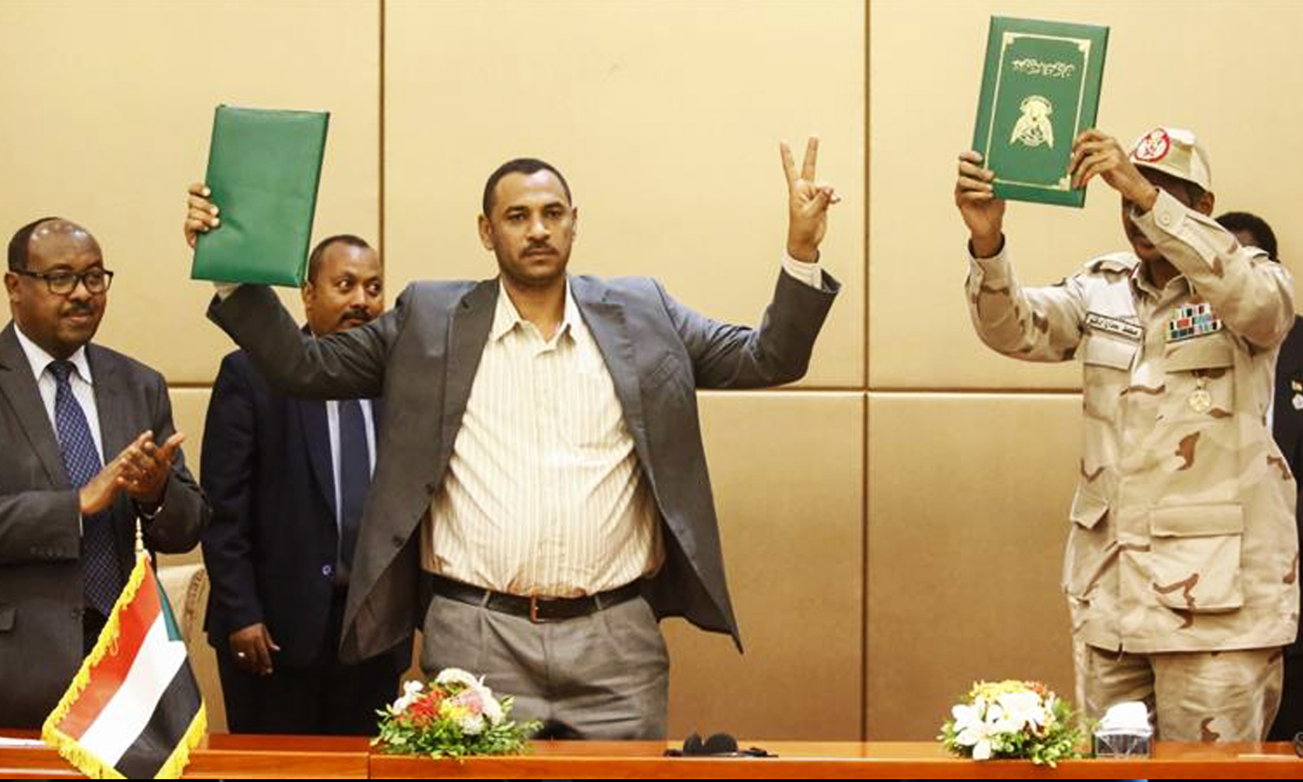 Sudanese celebrate the signing of constitutional declaration deal