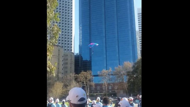 Onlookers Shocked As BASE Jumpers Leap From 40-Storey Building In Australia