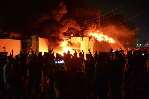 Iraqi Demonstrators Burn Iranian Consulate In Iraq’s Najaf