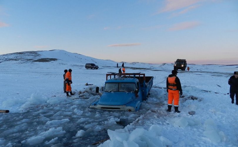 One Killed In Mongolia After Truck Falls Into Frozen Lake