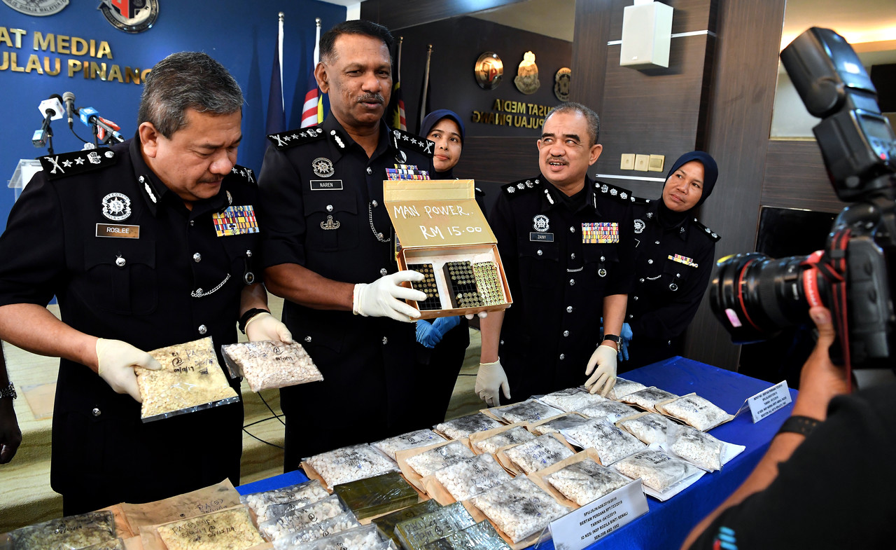 Penang police nab five, seize drugs worth RM355,710
