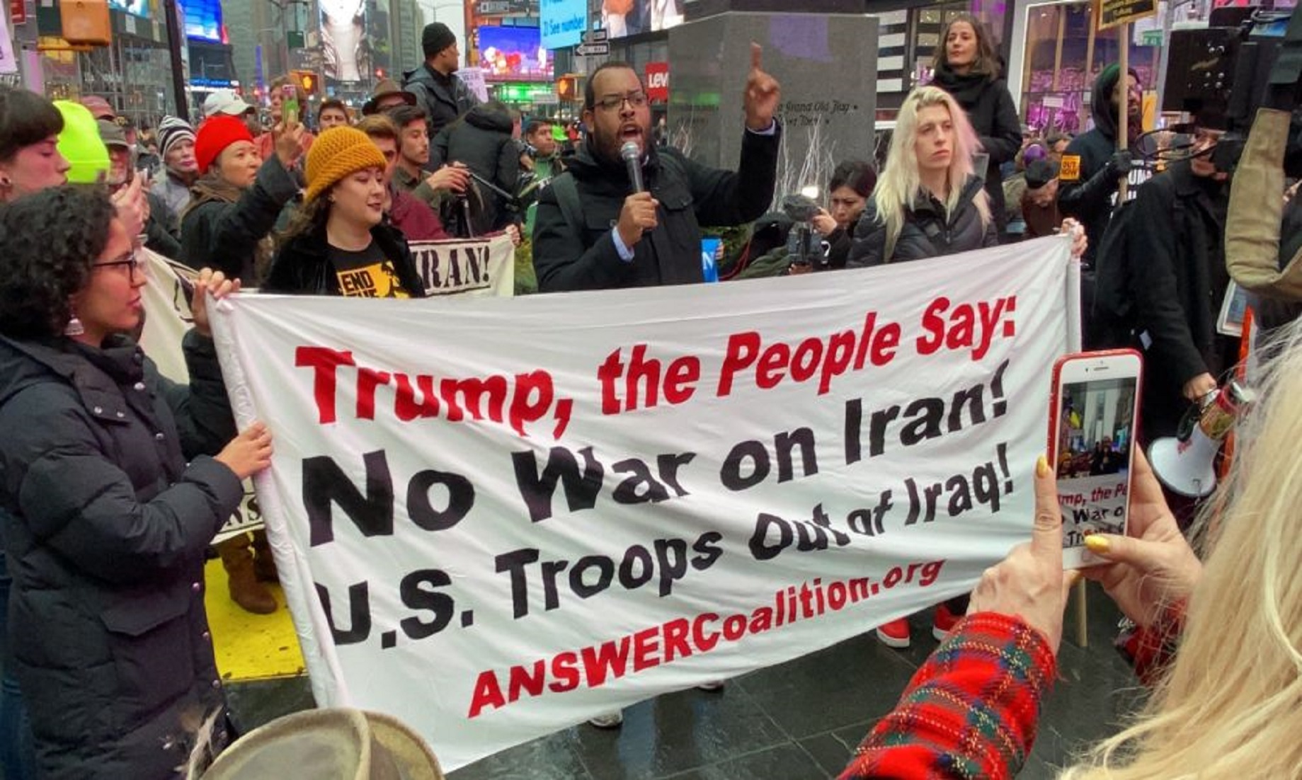 Anti-War Protesters Rally In NYC Following U.S. Airstrike In Iraq