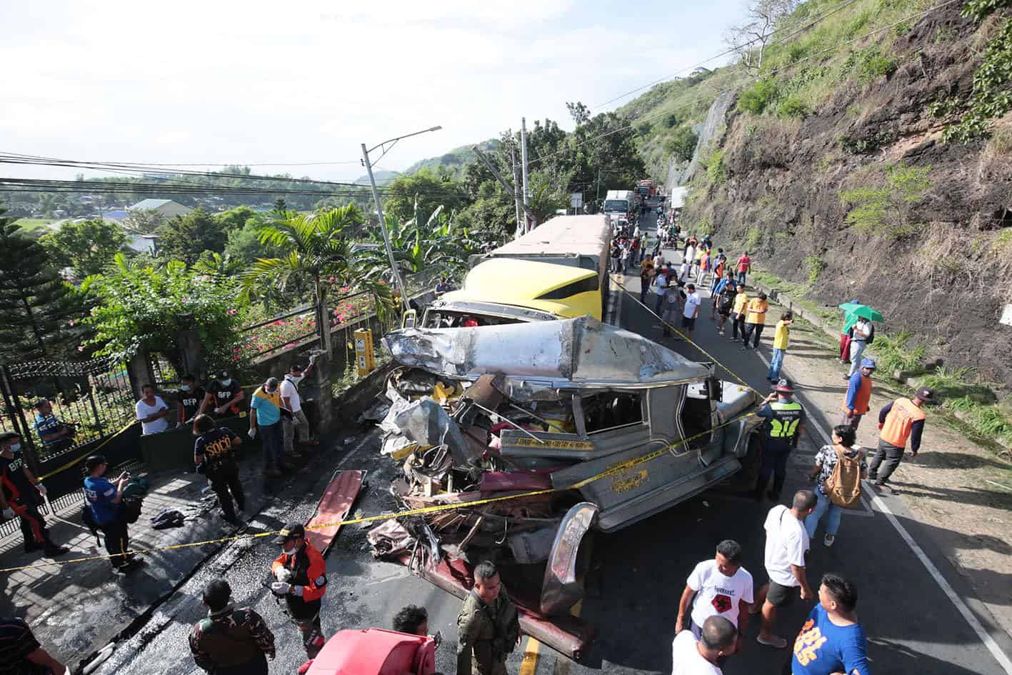 Two Dead, 14 Injured After Jeepney Rear-Ends Dump Truck In Philippines