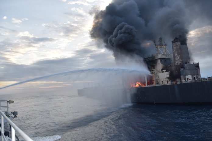 Indian coast guard deploys additional ship, 2 aircraft to contain blaze on oil tanker off Sri Lankan coast