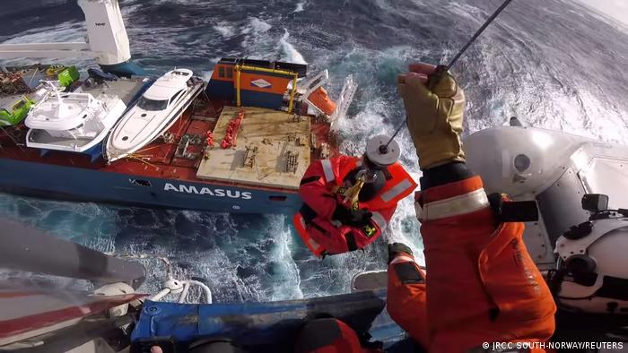 Dutch cargo ship transporting smaller vessels adrift off Norway, crew airlifted