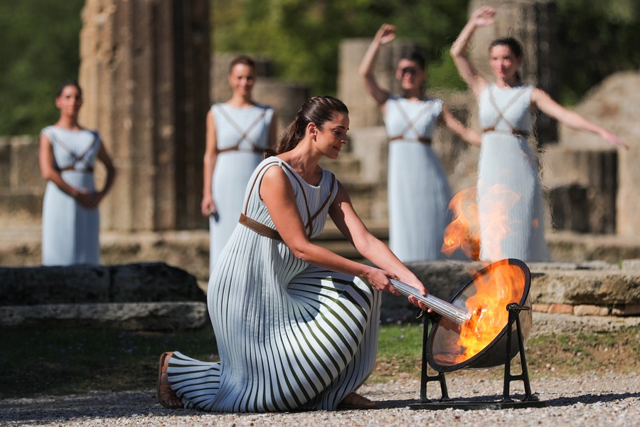 Olympic Flame for Beijing 2022 Winter Games lit in Ancient Olympia
