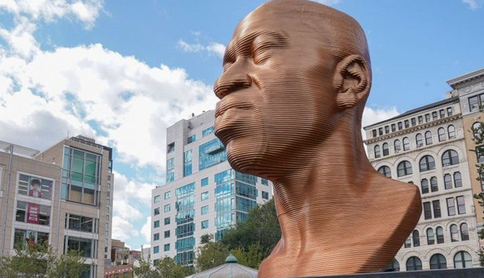 George Floyd sculpture in New York City defaced for a second time