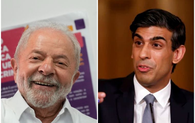 British PM Rishi Sunak congratulates president-elect Lula: “I look forward to working together on the issues that matter”