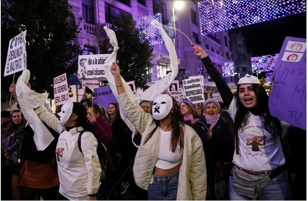 Thousands march in Spain to demand end of violence against women