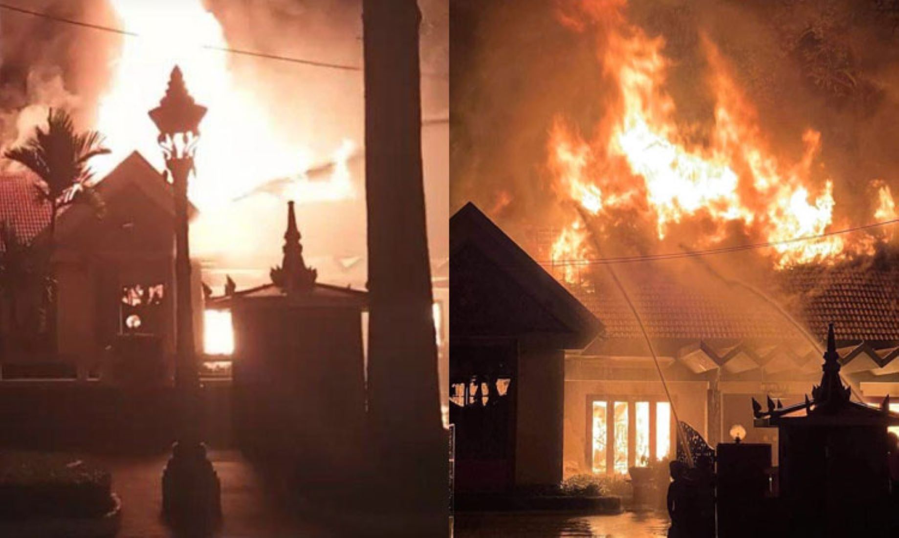 Fire Engulfed Century-Old Royal Residence Building In Cambodia’s Siem Reap Province