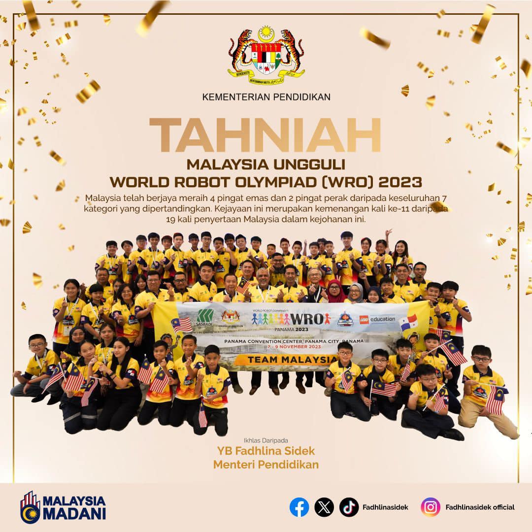 Malaysian team clinches overall champion title in World Robot Olympiad 2023