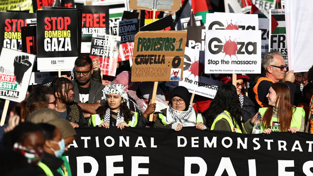 Hundreds of thousands stage Armistice Day pro-Palestinian rally in London