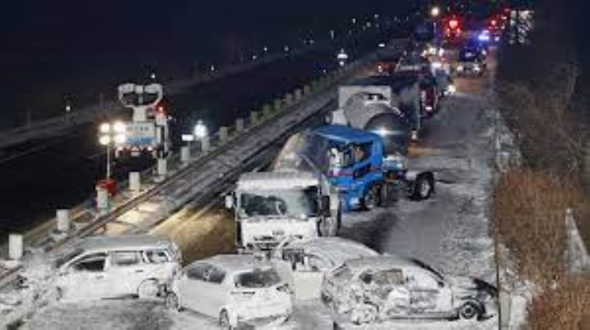 Vehicles Pile Up In Blizzard Near Mongolian Capital