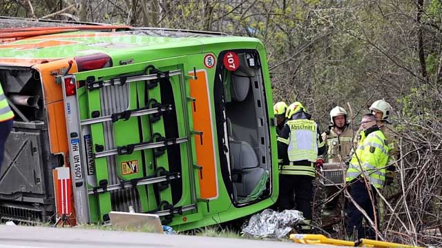 Four killed, 35 injured in German motorway bus accident
