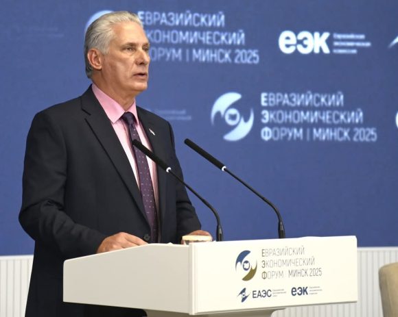 Cuban President Diaz-Canel addresses Eurasian Economic Forum