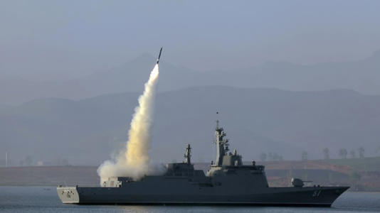 Damaged DPRK Destroyer Conducts End Launching After Balance Restored