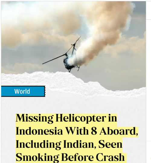 Wreckage Of Missing Helicopter Found In Indonesia
