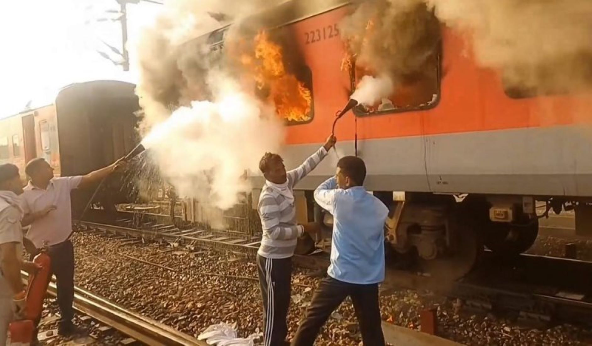 Woman Injured As Train Catches Fire In North India