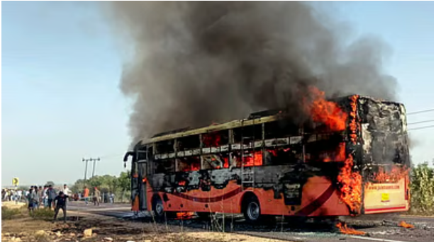 20 Killed As Bus Caught Fire In India’s Rajasthan