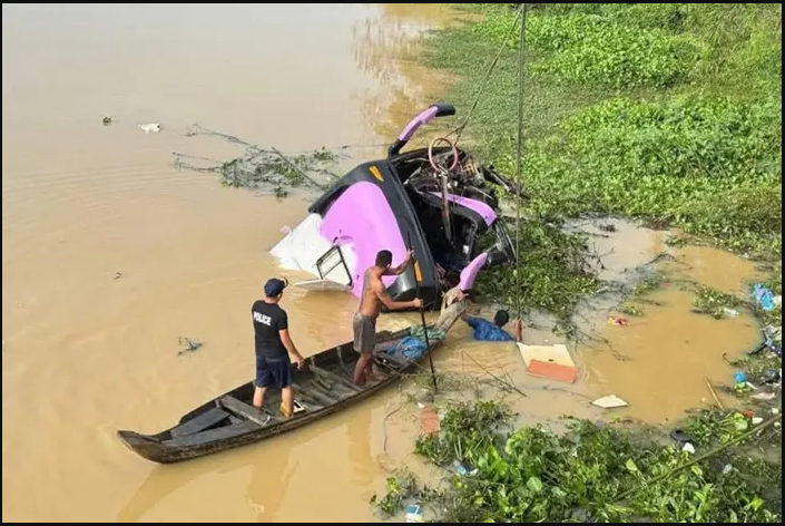 13 Dead After Bus Fell Into River In Central Cambodia